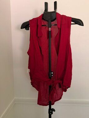 Chocolate Red Button Down Sleeveless Shirt Size L